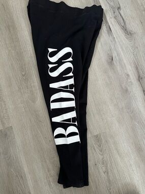 Torrid Black Leggings with White ‘BADASS’ Lettering L